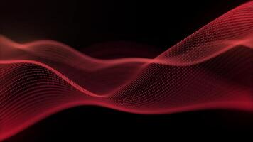 beautiful and futuristic visualization of a flowing, digital wave or data stream made of glowing red particles, ideal for a technology or science-themed background. video