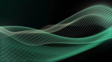 abstracto, dinámica animación de un turquesa partícula cuadrícula Moviente en un líquido, orgánico movimiento, creando un elegante y moderno visual efecto. video