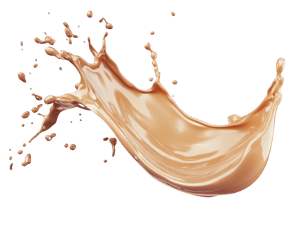 dynamic splash of creamy liquid in mid air, showcasing fluid motion and texture. rich color adds depth and visual interest, creating engaging and lively scene png