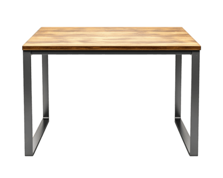 Minimalist metal frame computer desk with wooden top, perfect for modern workspaces. Its sleek design adds elegance and functionality to any office or home environment png