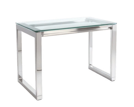 modern glass top computer desk with sleek metal frame, perfect for any workspace. Its minimalist design adds elegance while providing functionality png