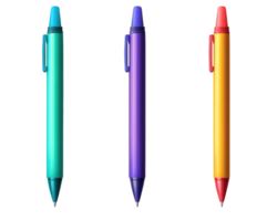 Colorful pens in vibrant shades of blue, purple, and red, perfect for creative projects and writing. These fine tipped markers add fun touch to any artistic endeavor png