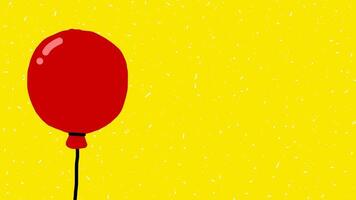 ondulante mano dibujado flotante fiesta globo en cuerda grunge textura antecedentes en lazo video