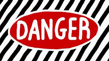 wiggly mano disegnato Pericolo cartello diagonale linea modello sfondo su ciclo continuo video