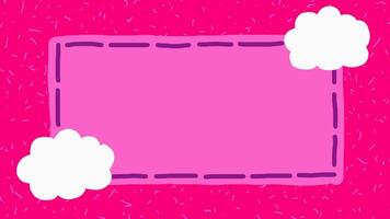 Wiggly hand drawn white clouds rectangle frame grunge texture background on loop video