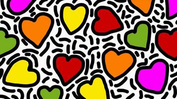 colorida perverso mão desenhado coração forma acidente vascular encefálico linha padronizar fundo em ciclo video