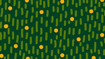 verde giallo wiggly mano disegnato puntini e linea ictus modello sfondo su ciclo continuo video