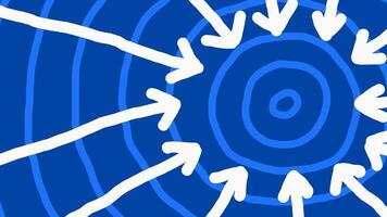 blå wiggly hand dragen abstrakt pekande pil krusning linje bakgrund på slinga video