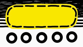 wiggly hand dragen abstrakt gul form ram svart och vit bakgrund på slinga video