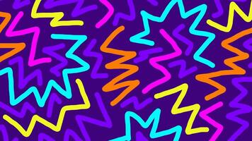 färgrik wiggly hand dragen abstrakt sicksack- linje klotter mönster bakgrund på slinga video