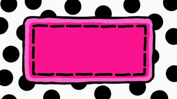 Wiggly hand drawn abstract pink rectangle frame black dots pattern background on loop video