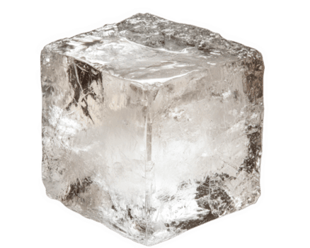 chiaro ghiaccio cubo con liscio superficie, isolato su trasparenza sfondo, in mostra suo cristallino struttura e riflettendo leggero meravigliosamente png