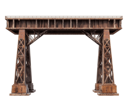 ferrovia ponte con torreggiante metallo travi, in mostra degno di nota industriale architettura e Esposto alle intemperie trame. Questo struttura sta come testamento per ingegneria e design png