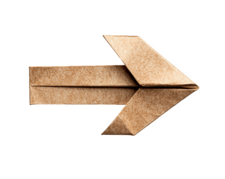 origami freccia fatto di carta, isolato su trasparenza sfondo, in mostra intricato pieghe e trame. Questo unico design Aggiunge creativo toccare per qualunque progetto png