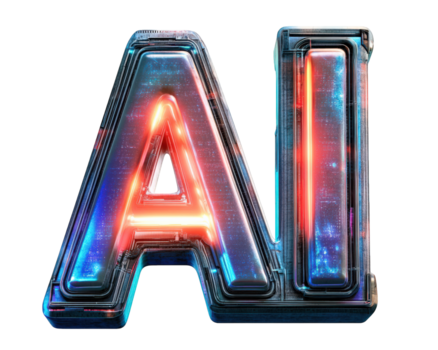 futurista 3d Renderização do brilhando cartas ai com vibrante cores e digital textura, simbolizando artificial inteligência e tecnologia png