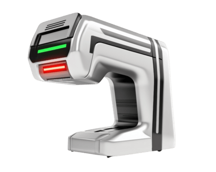 moderno código de barras scanner com conduziu luzes, projetado para eficiente digitalização e inventário gerenciamento. isto dispositivo aumenta produtividade dentro varejo e logística ambientes png