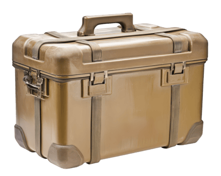 aspro militare stile valigia con rinforzata bordi, progettato per durabilità e protezione. ideale per viaggio o Conservazione, esso combina funzionalità con robusto aspetto png