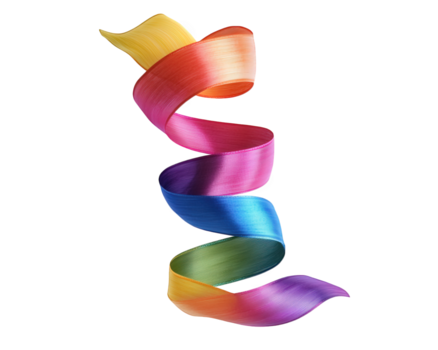 capriccioso Multi colorato nastro a cascata fuori uso, la creazione di vivace spirale effetto. fluente design evoca senso di gioia e creatività, Perfetto per artistico temi png