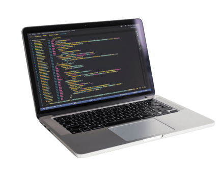 lustroso ultrabook computador portátil exibindo vibrante codificação dentro integrado desenvolvimento ambiente. tela vitrines colorida código, ideal para programação entusiastas png