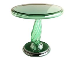 jade lado mesa con metálico base, presentando futurista diseño y elegante curvas. esta elegante pedazo agrega moderno toque a ninguna interior espacio, mejorando en general estético png