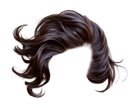 Luxurious brown hair with soft waves and natural shine, perfect for styling. This hairpiece showcases voluminous and elegant look, ideal for various occasions png