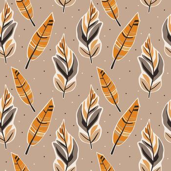 Colorful leaf pattern on beige background showcasing fall-inspired design with intricate details vector