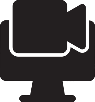 black computer with record icon png