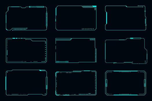 Futuristic frame interface cyberpunk design technology Hi-tech element vector