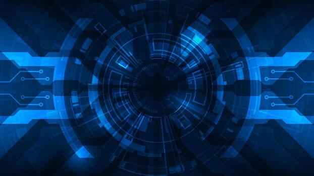 Abstract circuit board digital tech circle technology with internet concept futuristic blue background vector