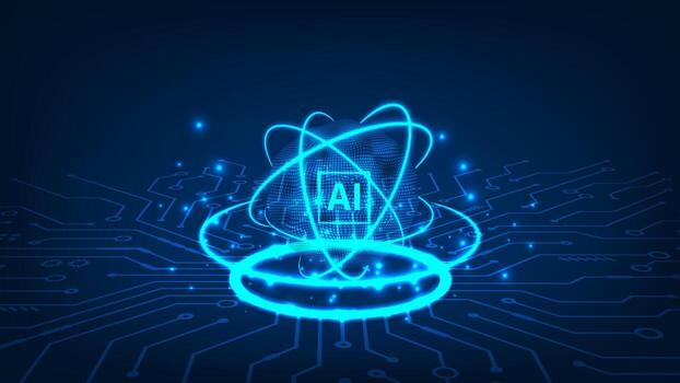 Artificial intelligence technology innovation conncept system line circuit board with dark blue background vector