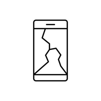 Broken Smartphone Outline Symbol for Graphic and Web Design, Apps, Adverts, Various Cards vector