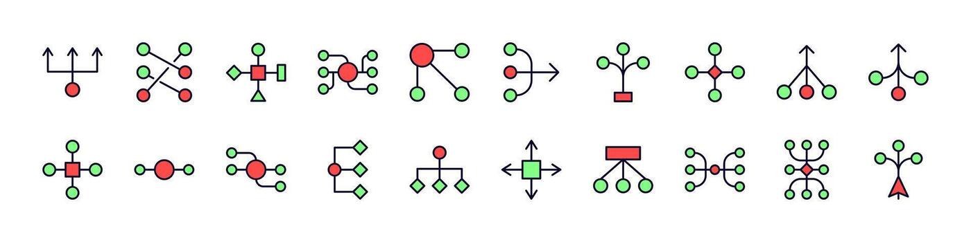 Vector diagram symbols in red and green