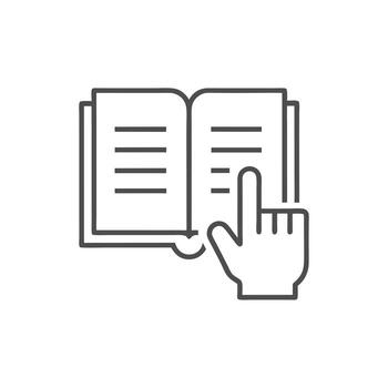 dedo señalando a abierto libro para leyendo navegación y educativo usos vector