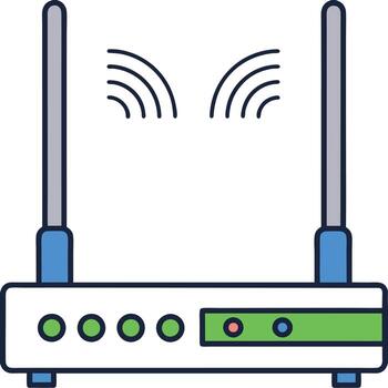 WiFi Router with Antennas Illustration for Network Connection or Smart Tech Icon vector