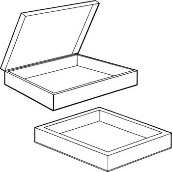 Shallow Box Set Open and Closed for Packaging Shipping or Storage Concepts vector