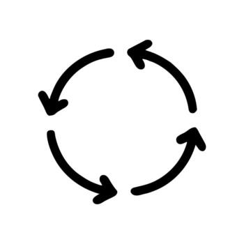 Black circular arrow diagram on white background cycle loop vector