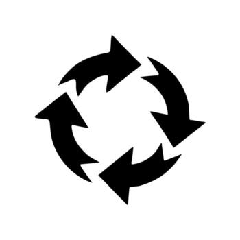 Black circular arrow symbol graphic on white background cycle loop vector