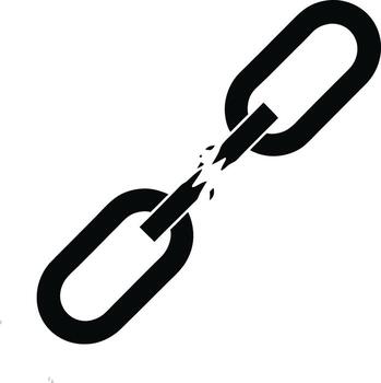 Separated Chain Link Illustration for Security Break and Unlocking Themes vector