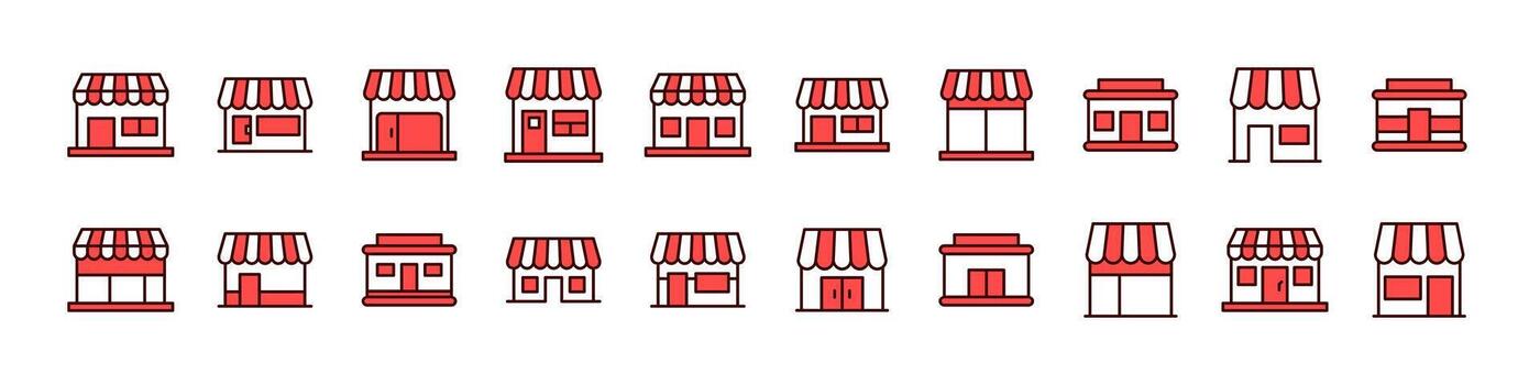 Collection of storefront illustrations vector