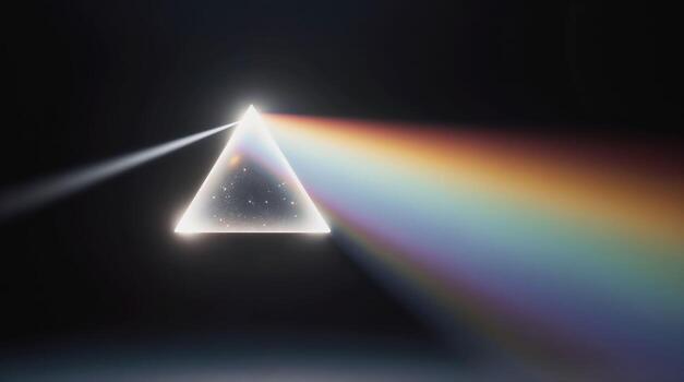 Prism Splitting Light into Vibrant Rainbow Spectrum photo