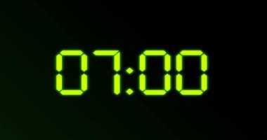 Digital clock counting back from ten to one. Countdown timer ten second. Green glow numbers on dark background video