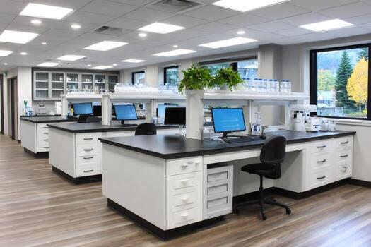 Modern laboratory showing advanced equipment and computers for scientific research photo