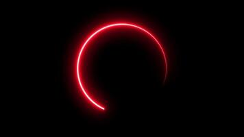 Laser circle frame red color glowing neon loop motion animation, isolated on black Color Background, 4K resolution video