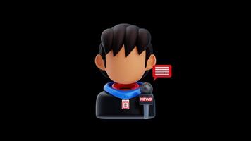 3d animazione di notizia giornalista segnalazione vivere video