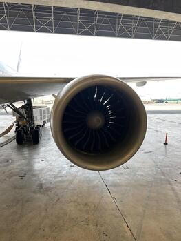 Engineering Marvel - Detailed View of a Jet Engine During Maintenance or Assembly. photo