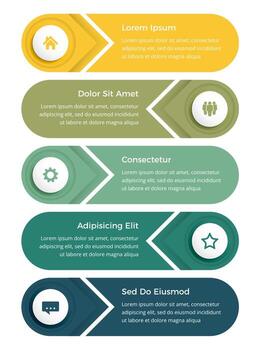 Vertical business infographic design template with five vertical options or steps, process, workflow template vector