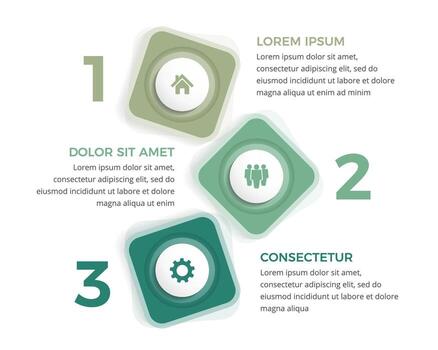 Business infographic design template with squares with three options or steps, process, workflow template vector