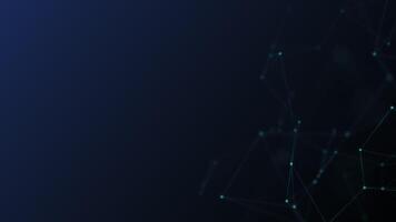 looped animering av lysande digital rader och ansluten nätverk knutpunkter på mörk bakgrund. trogen sci-fi visuell för teknologi, data, och förbindelse begrepp. video