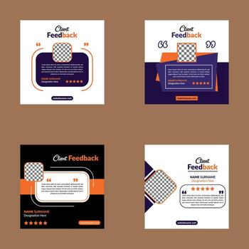 Modern Client Testimonial Layout in a Bundle of Four. Abstract Layout Display for Promotion. vector