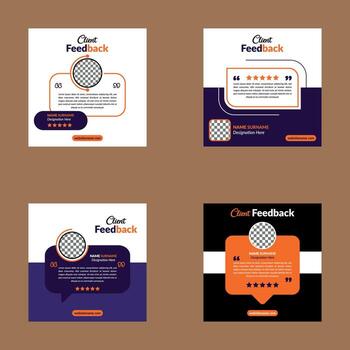 Modern Client Testimonial Layout in a Bundle of Four. Minimal Template Display for Promotion. vector